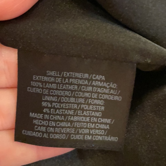 Tahari Leather Jacket with ruffle neck - Picture 6 of 6